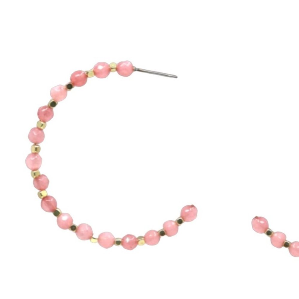 Cloie Beaded Hoop Earrings Pink NWT